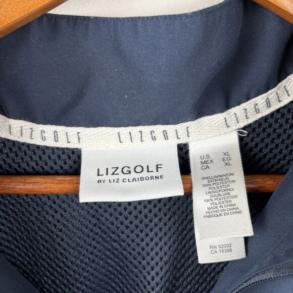 Liz Golf Claiborne Women's Jacket Size XL Blue 1/4 Zip Windbreaker Vented Lined - Picture 3 of 7